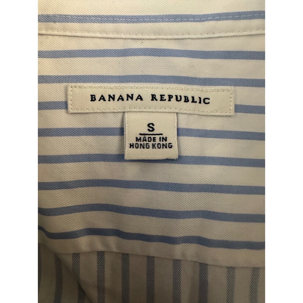 Banana Republic Button Down Women S Blue Excellent Striped Cotton Long Sleeve - Picture 6 of 11